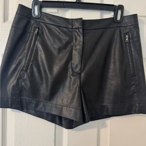 Women’s Black Faux Leather Zip Pocket Shorts
